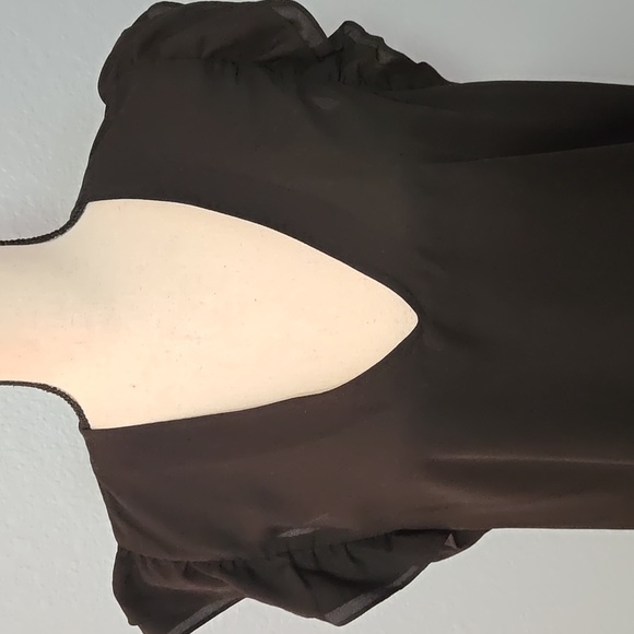 VERONICA M Sleeveless V Neck Tank Top With Ruffles In Black Sz XL - Picture 2 of 11